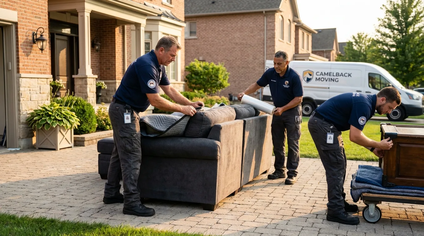 Large estate moving crew wrapping furniture in Knob Noster, MO